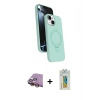 MARSİLYAN™- iPhone 15 Kılıf İz Işık Koleksiyonu - Siyah Polymer Nano Ekran Koruyucu + Raze Metal Kamera Lens - SI