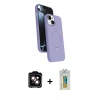 MARSİLYAN™- iPhone 15 Kılıf İz Işık Koleksiyonu - Siyah Polymer Nano Ekran Koruyucu + PVD Metal Kamera Lens - TU