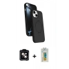 MARSİLYAN™- iPhone 15 Kılıf İz Işık Koleksiyonu - Siyah Polymer Nano Ekran Koruyucu + PVD Metal Kamera Lens - TU