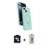 MARSİLYAN™- iPhone 15 Kılıf İz Işık Koleksiyonu - Siyah Polymer Nano Ekran Koruyucu + PVD Metal Kamera Lens - TU