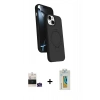 MARSİLYAN™- iPhone 15 Kılıf İz Işık Koleksiyonu - Siyah Polymer Nano Ekran Koruyucu + Bilvis Titan Kamera Lens - YL