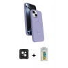 MARSİLYAN™- iPhone 15 Kılıf İz Işık Koleksiyonu - Siyah Polymer Nano Ekran Koruyucu + PVD Metal Kamera Lens - YL