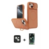 MARSİLYAN™- iPhone 15 Kılıf İz Modern Prime - Şeffaf 360 Full Body Arka Koruyucu + PVD Metal Kamera Lens - YL