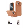 MARSİLYAN™- iPhone 15 Kılıf İz Modern Prime - Siyah Bilvis 3D Mat Cam Ekran Koruyucu + Bilvis Titan Kamera Lens - SH