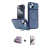 MARSİLYAN™- iPhone 15 Kılıf İz Modern Prime - Siyah Bilvis 3D Mat Cam Ekran Koruyucu + Raze Metal Kamera Lens - PE