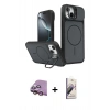 MARSİLYAN™- iPhone 15 Kılıf İz Modern Prime - Siyah Bilvis 3D Mat Cam Ekran Koruyucu + Raze Metal Kamera Lens - PE