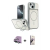 MARSİLYAN™- iPhone 15 Kılıf İz Modern Prime - Siyah Bilvis 3D Mat Cam Ekran Koruyucu + Raze Metal Kamera Lens - YL