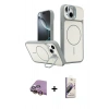 MARSİLYAN™- iPhone 15 Kılıf İz Modern Prime - Siyah Bilvis 3D Mat Cam Ekran Koruyucu + Raze Metal Kamera Lens - SI