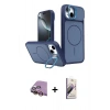 MARSİLYAN™- iPhone 15 Kılıf İz Modern Prime - Siyah Bilvis 3D Mat Cam Ekran Koruyucu + Raze Metal Kamera Lens - SI
