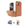 MARSİLYAN™- iPhone 15 Kılıf İz Modern Prime - Siyah Bilvis 3D Mat Cam Ekran Koruyucu + Raze Metal Kamera Lens - YL