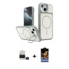 MARSİLYAN™- iPhone 15 Kılıf İz Modern Prime - Siyah Buffer Hayalet Cam Ekran Koruyucu + Bilvis Titan Kamera Lens - PE