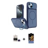 MARSİLYAN™- iPhone 15 Kılıf İz Modern Prime - Siyah Buffer Hayalet Cam Ekran Koruyucu + Bilvis Titan Kamera Lens - SH