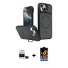 MARSİLYAN™- iPhone 15 Kılıf İz Modern Prime - Siyah Buffer Hayalet Cam Ekran Koruyucu + Bilvis Titan Kamera Lens - SH