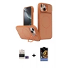 MARSİLYAN™- iPhone 15 Kılıf İz Modern Prime - Siyah Buffer Hayalet Cam Ekran Koruyucu + Bilvis Titan Kamera Lens - SH