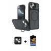 MARSİLYAN™- iPhone 15 Kılıf İz Modern Prime - Siyah Buffer Hayalet Cam Ekran Koruyucu + PVD Metal Kamera Lens - YL