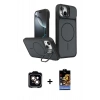 MARSİLYAN™- iPhone 15 Kılıf İz Modern Prime - Siyah Buffer Hayalet Cam Ekran Koruyucu + PVD Metal Kamera Lens - TU