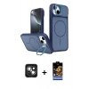 MARSİLYAN™- iPhone 15 Kılıf İz Modern Prime - Siyah Buffer Hayalet Cam Ekran Koruyucu + PVD Metal Kamera Lens - YL