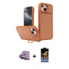 MARSİLYAN™- iPhone 15 Kılıf İz Modern Prime - Siyah Buffer Hayalet Cam Ekran Koruyucu + Raze Metal Kamera Lens - SI