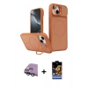 MARSİLYAN™- iPhone 15 Kılıf İz Modern Prime - Siyah Buffer Hayalet Cam Ekran Koruyucu + Raze Metal Kamera Lens - YL