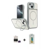 MARSİLYAN™- iPhone 15 Kılıf İz Modern Prime - Siyah Polymer Nano Ekran Koruyucu + Bilvis Titan Kamera Lens - YL