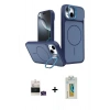 MARSİLYAN™- iPhone 15 Kılıf İz Modern Prime - Siyah Polymer Nano Ekran Koruyucu + Bilvis Titan Kamera Lens - YL