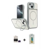 MARSİLYAN™- iPhone 15 Kılıf İz Modern Prime - Siyah Polymer Nano Ekran Koruyucu + Bilvis Titan Kamera Lens - SH