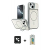 MARSİLYAN™- iPhone 15 Kılıf İz Modern Prime - Siyah Polymer Nano Ekran Koruyucu + PVD Metal Kamera Lens - YL