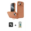 MARSİLYAN™- iPhone 15 Kılıf İz Modern Prime - Siyah Polymer Nano Ekran Koruyucu + PVD Metal Kamera Lens - YL