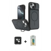 MARSİLYAN™- iPhone 15 Kılıf İz Modern Prime - Siyah Polymer Nano Ekran Koruyucu + PVD Metal Kamera Lens - YL