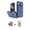 MARSİLYAN™- iPhone 15 Kılıf İz Modern Prime - Siyah Polymer Nano Ekran Koruyucu + Raze Metal Kamera Lens - YL