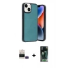 MARSİLYAN™- iPhone 15 Kılıf Kıvılcım Işık Serisi - Siyah 360 Mat Full Body Arka Koruyucu + Bilvis Titan Kamera Lens - PE