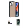 MARSİLYAN™- iPhone 15 Kılıf Kıvılcım Işık Serisi - Siyah 360 Mat Full Body Arka Koruyucu + Bilvis Titan Kamera Lens - PE