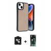 MARSİLYAN™- iPhone 15 Kılıf Kıvılcım Işık Serisi - Siyah 360 Mat Full Body Arka Koruyucu + PVD Metal Kamera Lens - TU