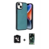 MARSİLYAN™- iPhone 15 Kılıf Kıvılcım Işık Serisi - Siyah 360 Mat Full Body Arka Koruyucu + PVD Metal Kamera Lens - TU