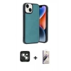 MARSİLYAN™- iPhone 15 Kılıf Kıvılcım Işık Serisi - Siyah Bilvis 3D Mat Cam Ekran Koruyucu + PVD Metal Kamera Lens - YL