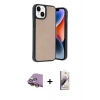 MARSİLYAN™- iPhone 15 Kılıf Kıvılcım Işık Serisi - Siyah Bilvis 3D Mat Cam Ekran Koruyucu + Raze Metal Kamera Lens - SI