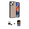 MARSİLYAN™- iPhone 15 Kılıf Kıvılcım Işık Serisi - Siyah Buffer Hayalet Cam Ekran Koruyucu + Bilvis Titan Kamera Lens - YL
