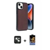 MARSİLYAN™- iPhone 15 Kılıf Kıvılcım Işık Serisi - Siyah Buffer Hayalet Cam Ekran Koruyucu + Yeşil PVD Metal Kamera Lens