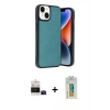 MARSİLYAN™- iPhone 15 Kılıf Kıvılcım Işık Serisi - Siyah Polymer Nano Ekran Koruyucu + Bilvis Titan Kamera Lens - SH