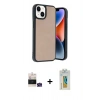 MARSİLYAN™- iPhone 15 Kılıf Kıvılcım Işık Serisi - Siyah Polymer Nano Ekran Koruyucu + Bilvis Titan Kamera Lens - YL