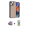 MARSİLYAN™- iPhone 15 Kılıf Kıvılcım Işık Serisi - Siyah Polymer Nano Ekran Koruyucu + Raze Metal Kamera Lens - SI