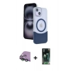 MARSİLYAN™- iPhone 15 Kılıf Kozmos Form Özel Seri - Şeffaf 360 Full Body Arka Koruyucu + Raze Metal Kamera Lens - YL