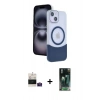 MARSİLYAN™- iPhone 15 Kılıf Kozmos Form Özel Seri - Siyah 360 Mat Full Body Arka Koruyucu + Pembe Bilvis Titan Kamera Lens