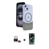 MARSİLYAN™- iPhone 15 Kılıf Kozmos Form Özel Seri - Siyah 360 Mat Full Body Arka Koruyucu + Pembe Bilvis Titan Kamera Lens