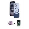 MARSİLYAN™- iPhone 15 Kılıf Kozmos Form Özel Seri - Siyah 360 Mat Full Body Arka Koruyucu + Raze Metal Kamera Lens - PE