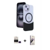 MARSİLYAN™- iPhone 15 Kılıf Kozmos Form Özel Seri - Siyah Bilvis 3D Mat Cam Ekran Koruyucu + Bilvis Titan Kamera Lens - SH