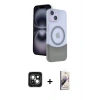 MARSİLYAN™- iPhone 15 Kılıf Kozmos Form Özel Seri - Siyah Bilvis 3D Mat Cam Ekran Koruyucu + PVD Metal Kamera Lens - YL