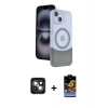MARSİLYAN™- iPhone 15 Kılıf Kozmos Form Özel Seri - Siyah Buffer Hayalet Cam Ekran Koruyucu + PVD Metal Kamera Lens - YL