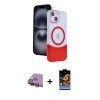 MARSİLYAN™- iPhone 15 Kılıf Kozmos Form Özel Seri - Siyah Buffer Hayalet Cam Ekran Koruyucu + Raze Metal Kamera Lens - SI