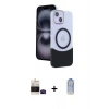 MARSİLYAN™- iPhone 15 Kılıf Kozmos Form Özel Seri - Siyah Joko Magic 5D Cam + Bilvis Titan Kamera Lens - SH